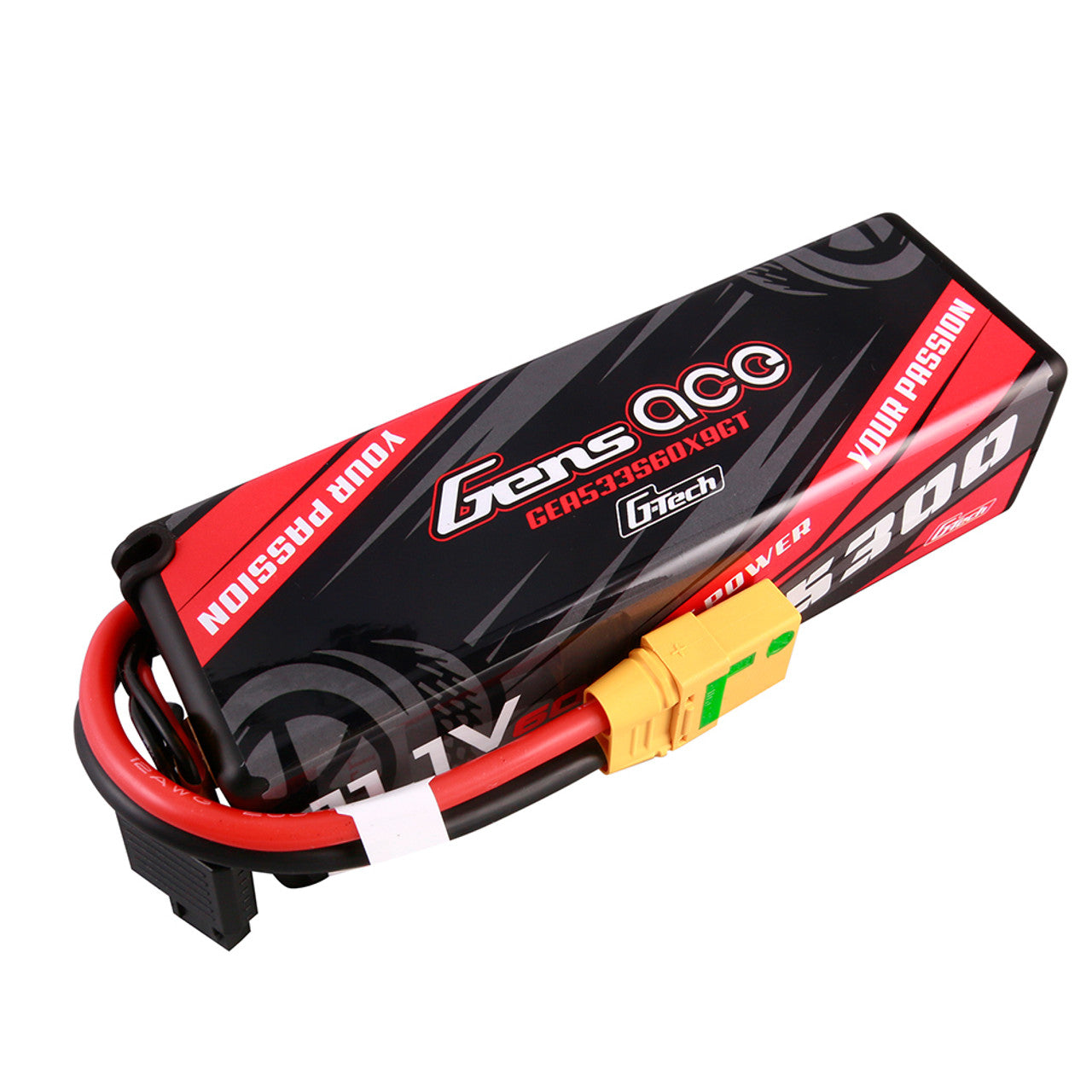 Gens Ace 5300mAh 11.1V 60C 3S1P Hard Case G-Tech Lipo Battery 15# With XT90-S Anti-Spark Plug