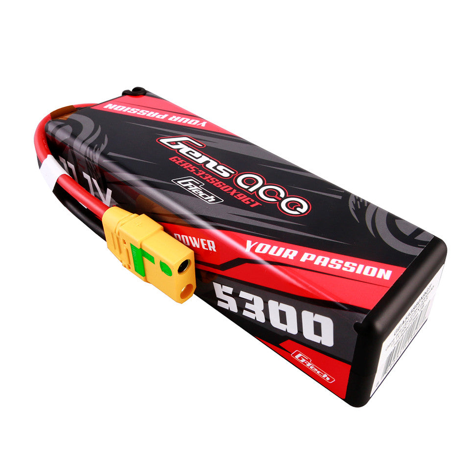 Gens Ace 5300mAh 11.1V 60C 3S1P Hard Case G-Tech Lipo Battery 15# With XT90-S Anti-Spark Plug