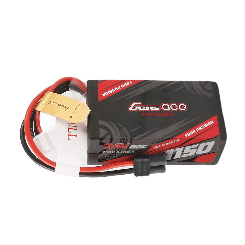 Gens ace 1150mAh 2S 60C 7.4V HardCase Lipo Battery with IEC2 Plug
