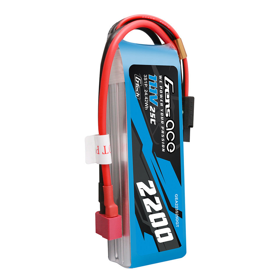 Gens Ace 2200mAh 3S 25C 11.1V G-Tech Lipo Battery Pack With Deans Plug