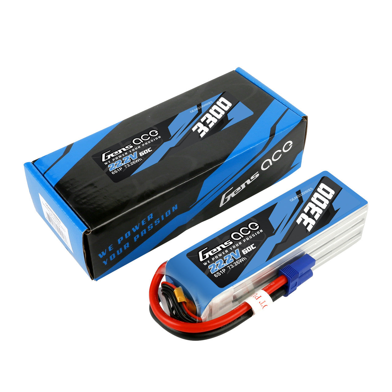 Gens Ace 3300mAh 6S 60C 22.2V Lipo Battery Pack With EC5 Plug