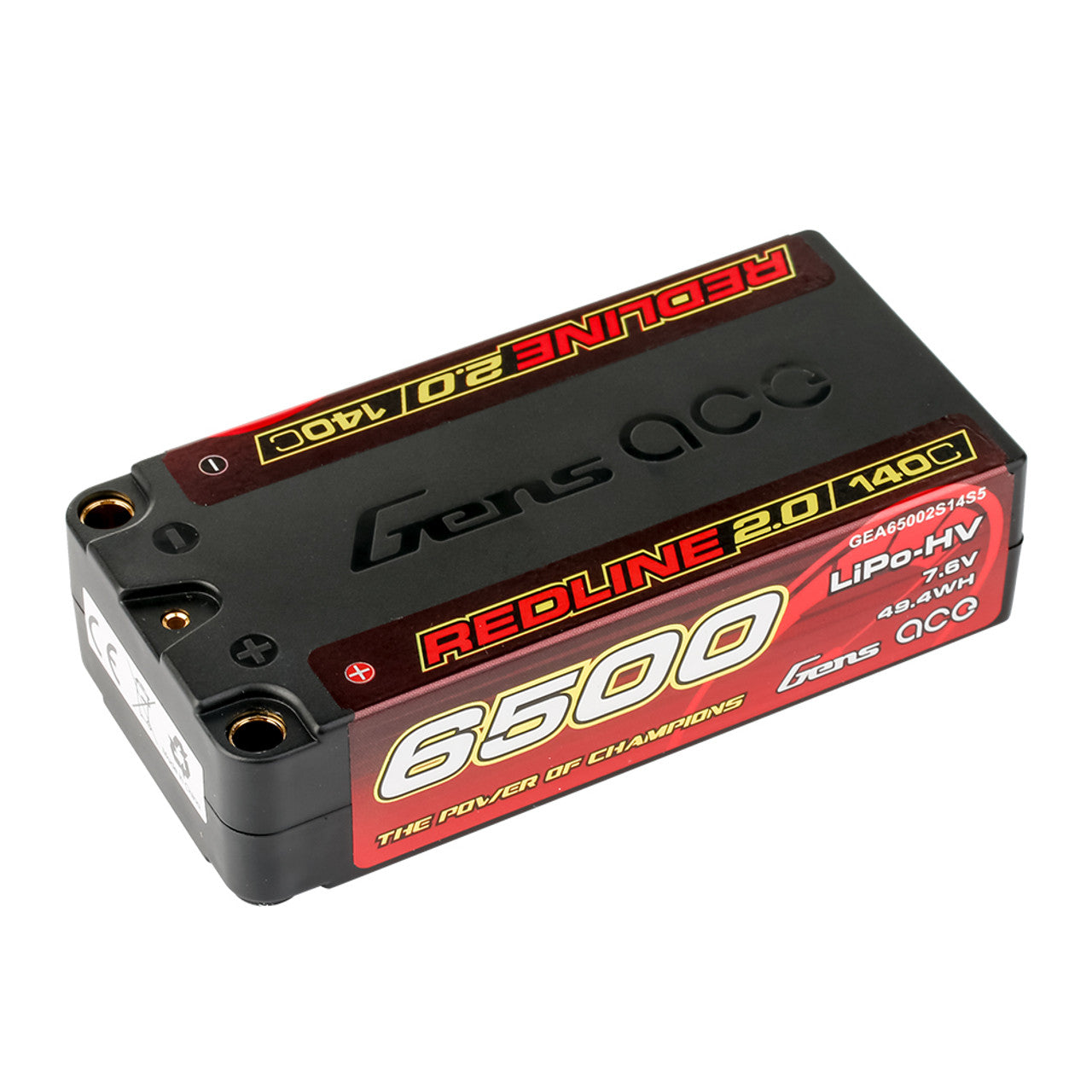 Gens ace Redline 2.0 6500mAh 2S 140C 7.6V Shorty Lipo Battery with 5.0mm bullet