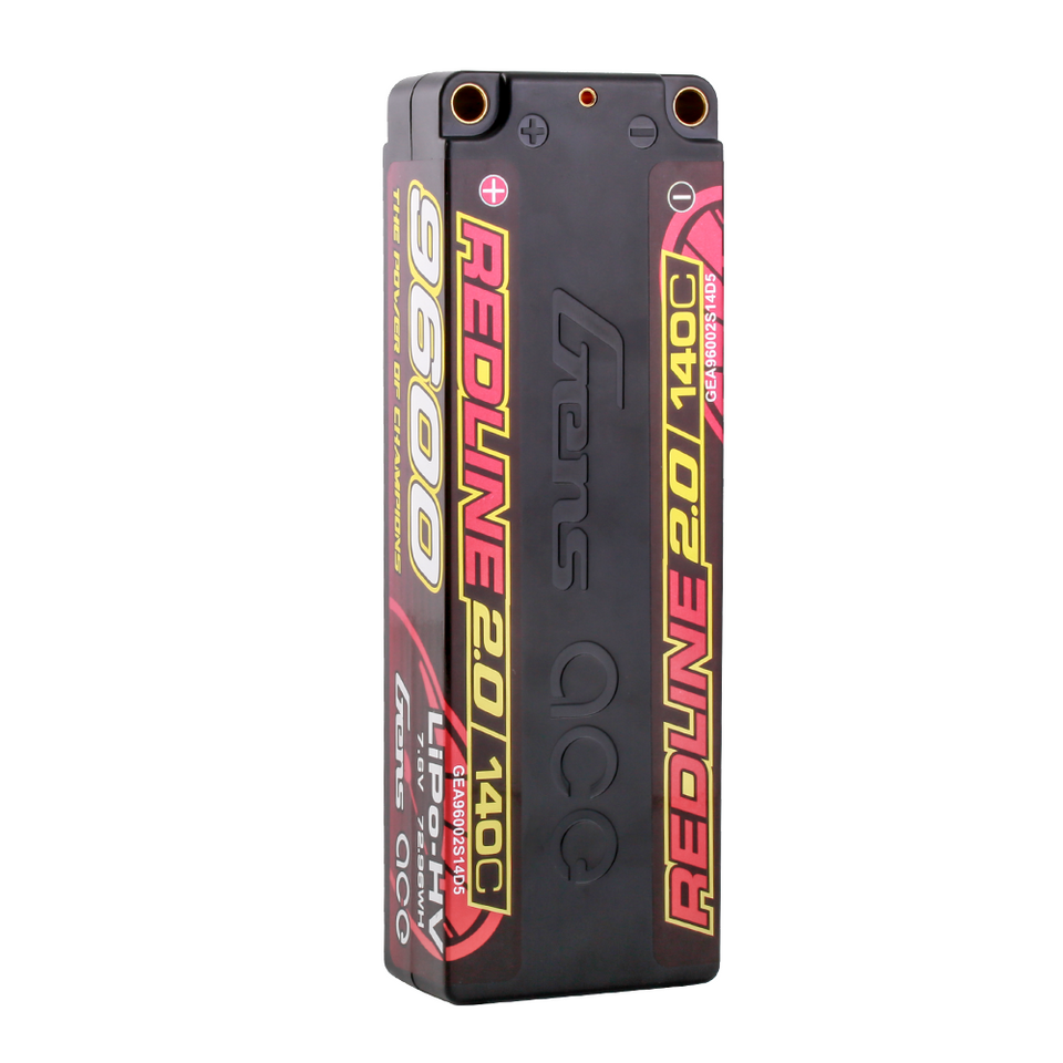 Gens Ace 9600mAh 2S 7.6V 140C HardCase 58# Redline 2.0 Series Lipo Battery With 5.0mm Bullet
