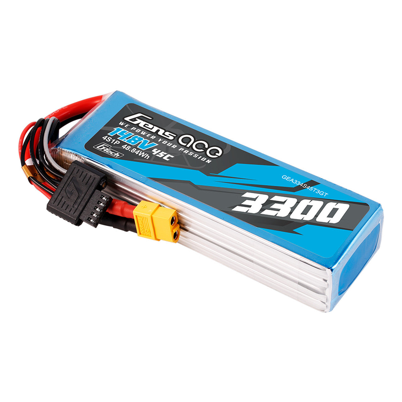 Gens Ace 3300mAh 4S 45C 14.8V G-Tech Lipo Battery Pack With EC3 And Deans Adapter