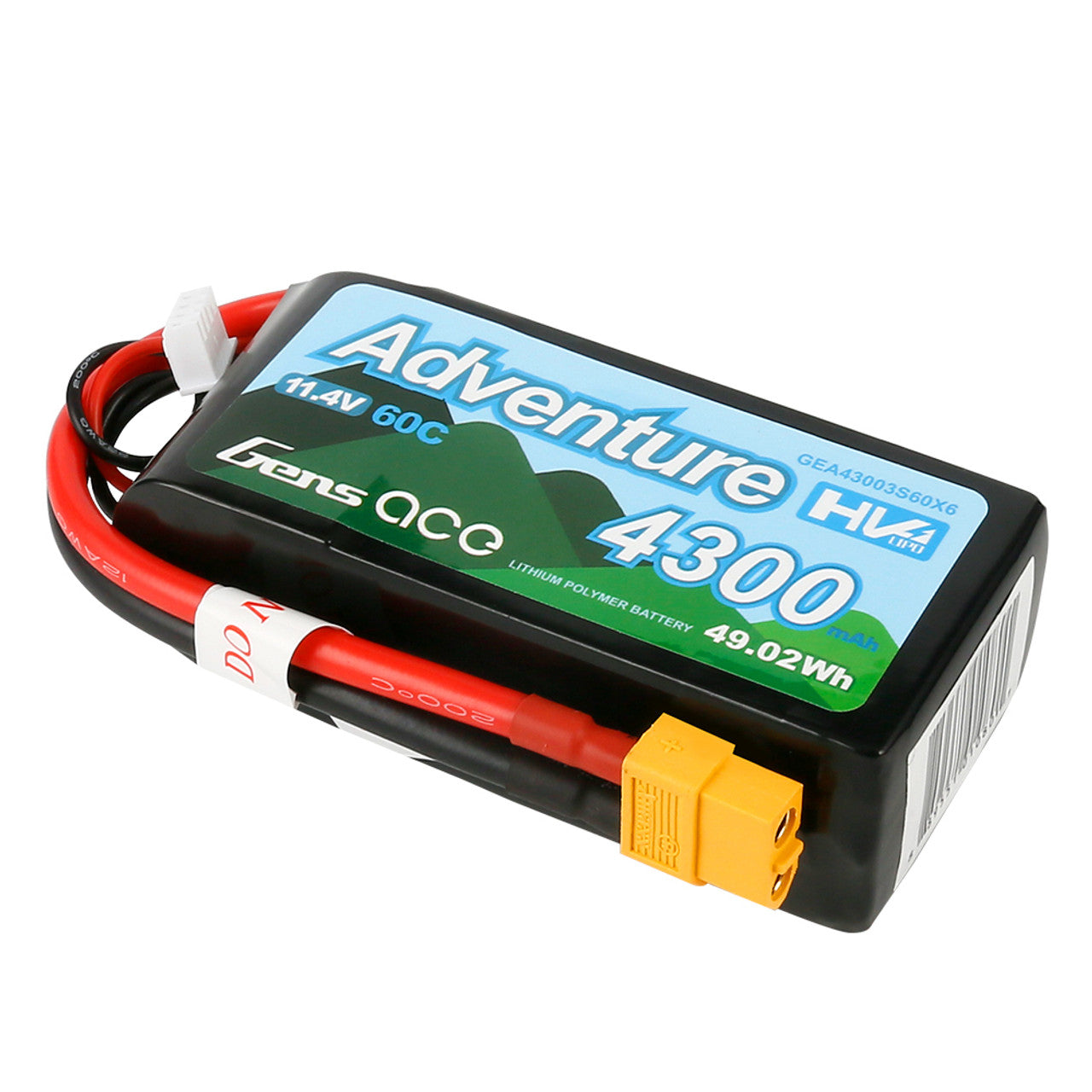 Gens Ace Adventure High Voltage 4300mAh 3S1P 11.4V 50C Lipo Battery with XT60 Plug
