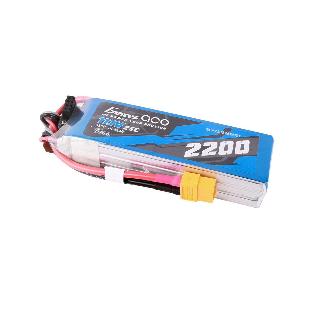 Gens Ace 2200mAh 3S 25C 11.1V G-Tech Lipo Battery Pack With XT60 Connector