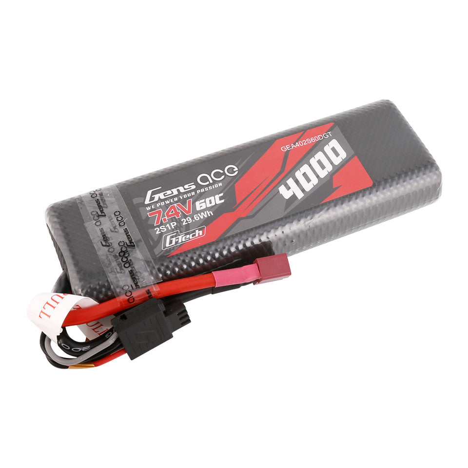 Gens Ace G-Tech 4000mAh 7.4V 60C 2S1P HardCase Lipo Battery Pack 8# With Deans Plug