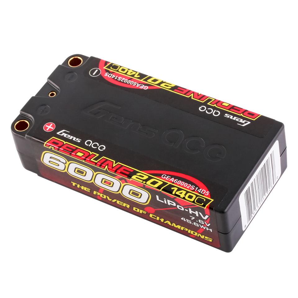 Gens Ace 8000mAh 1S 3.8V 140C HardCase 65# Redline 2.0 Series Lipo Battery With 5.0mm Bullet