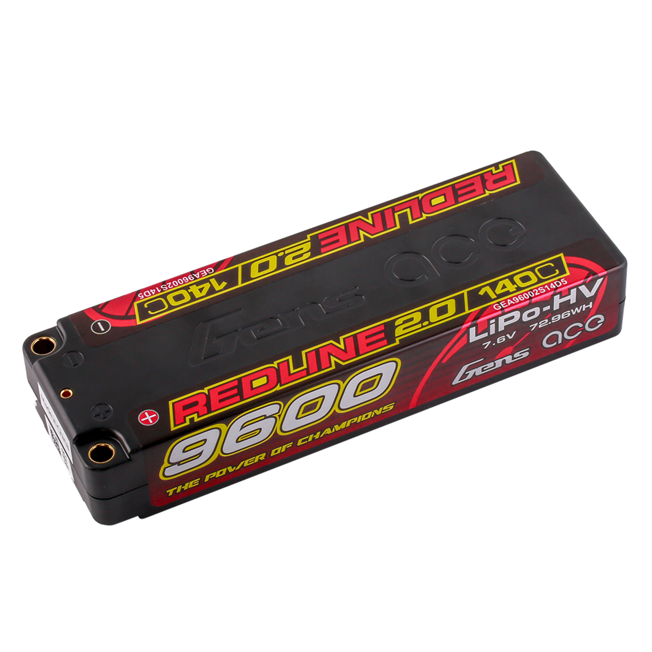Gens Ace 9600mAh 2S 7.6V 140C HardCase 58# Redline 2.0 Series Lipo Battery With 5.0mm Bullet