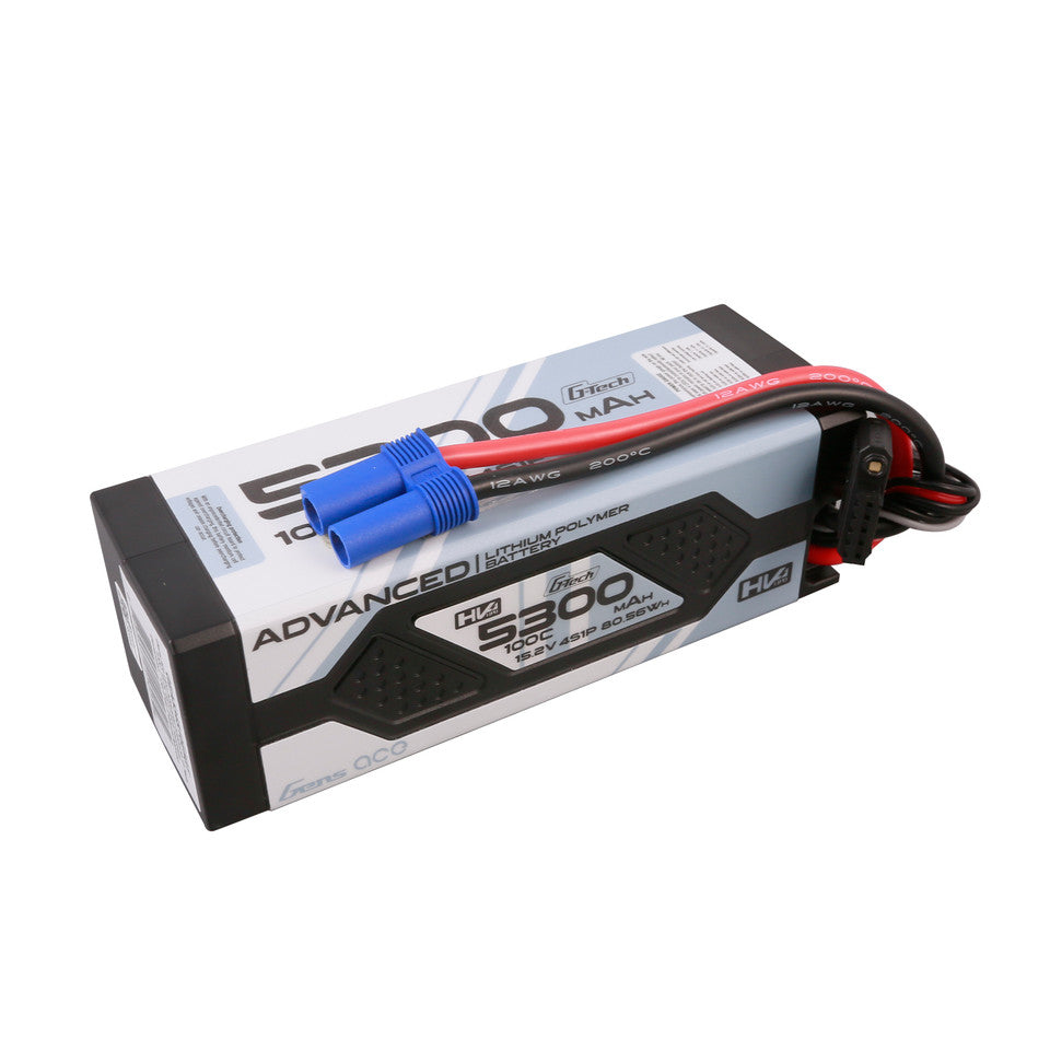 Gens Ace 5300mAh 4S 15.2V 100C High Voltage G-Tech Lipo Battery Pack With EC5 Plug