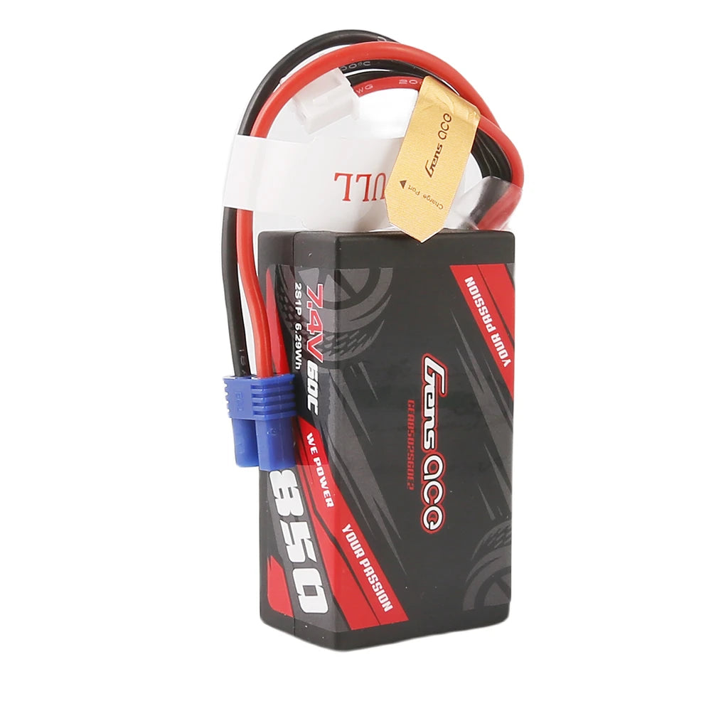 Gens ace 850mAh 2S 7.4V 60C Lipo Battery Pack with EC2 Plug