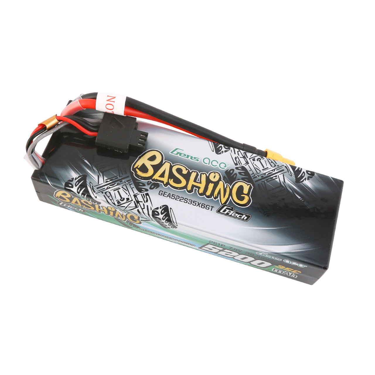 Gens Ace G-Tech Bashing Series 5200mAh 7.4V 2S1P 35C Car Lipo Battery Pack Hardcase 24# With XT60 Plug