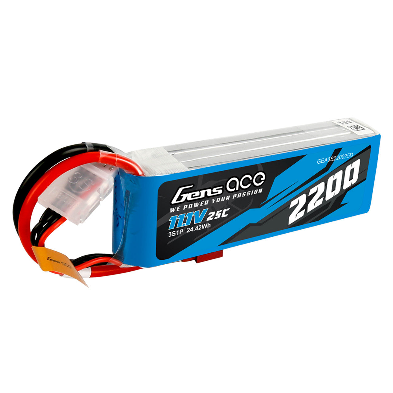 Gens ace 2200mAh 3S 11.1V 25C Lipo Battery Pack with Deans plug