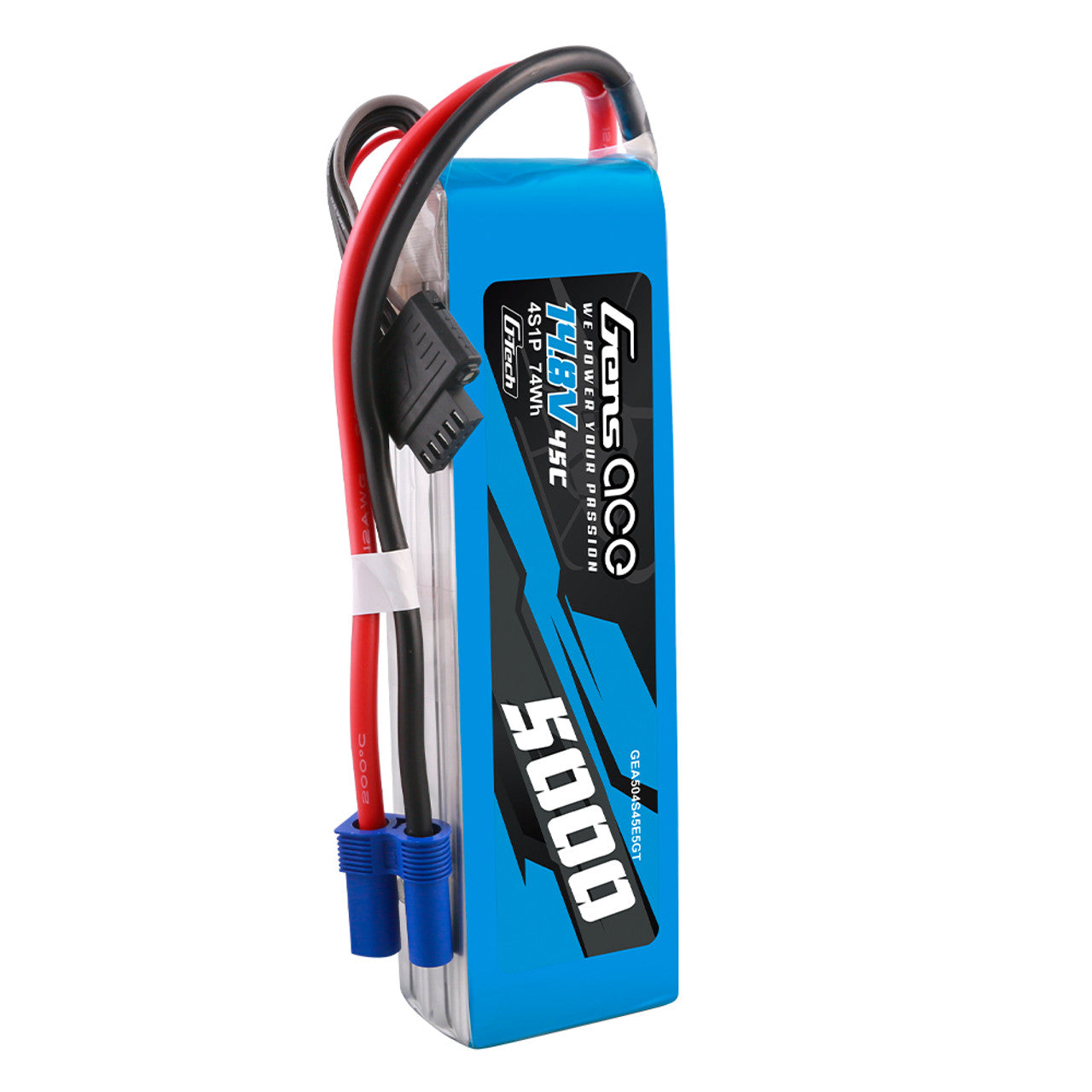 Gens Ace 5000mAh 4s 45C 14.8V G-Tech Lipo Battery Pack With EC5 Plug