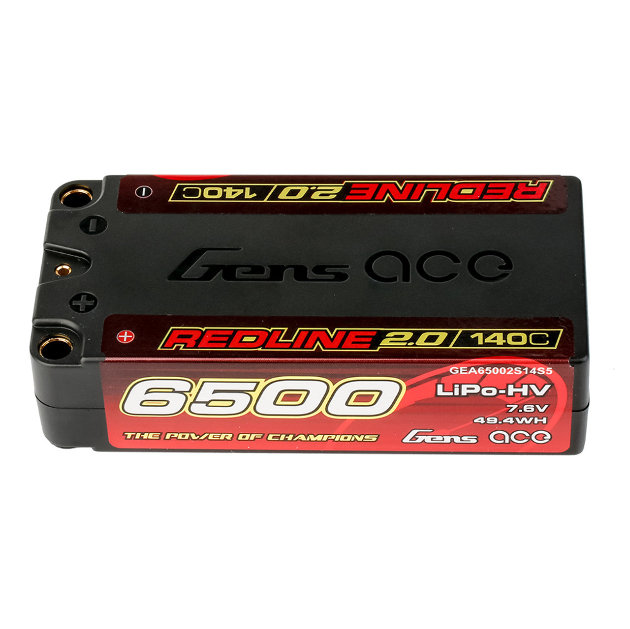 Gens ace Redline 2.0 6500mAh 2S 140C 7.6V Shorty Lipo Battery with 5.0mm bullet