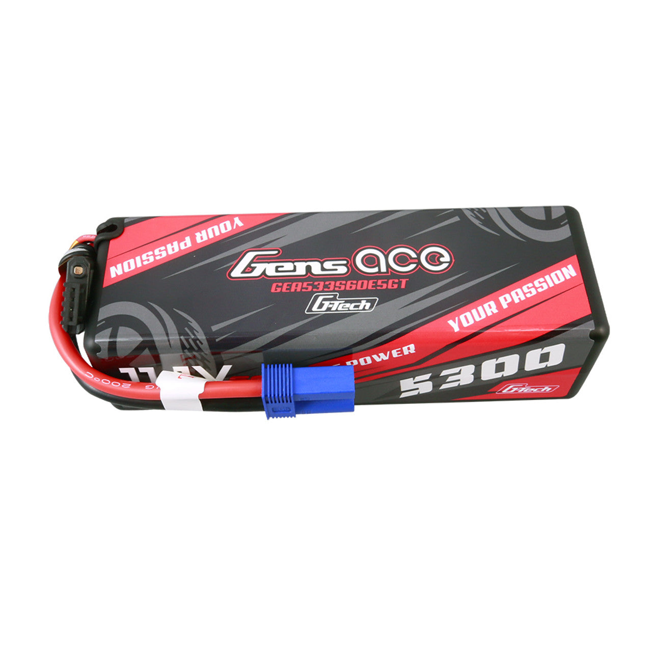 Gens Ace 5300mAh 11.1V 60C 3S1P Hard Case G-Tech Lipo Battery 15# With EC5 Plug