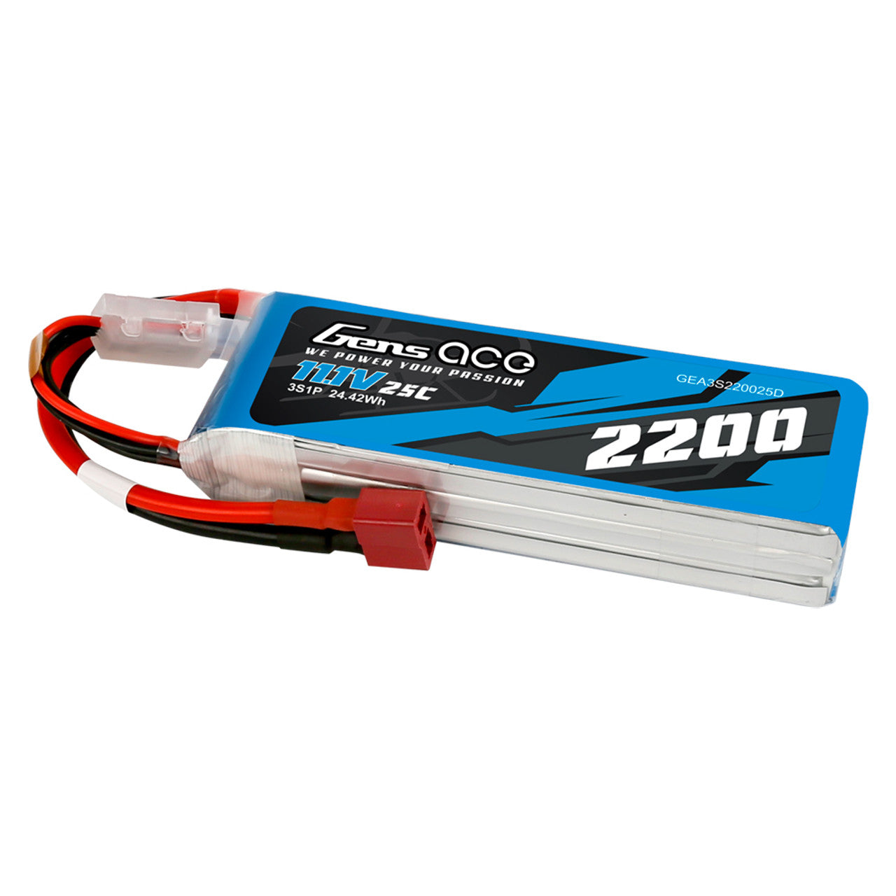 Gens ace 2200mAh 3S 11.1V 25C Lipo Battery Pack with Deans plug