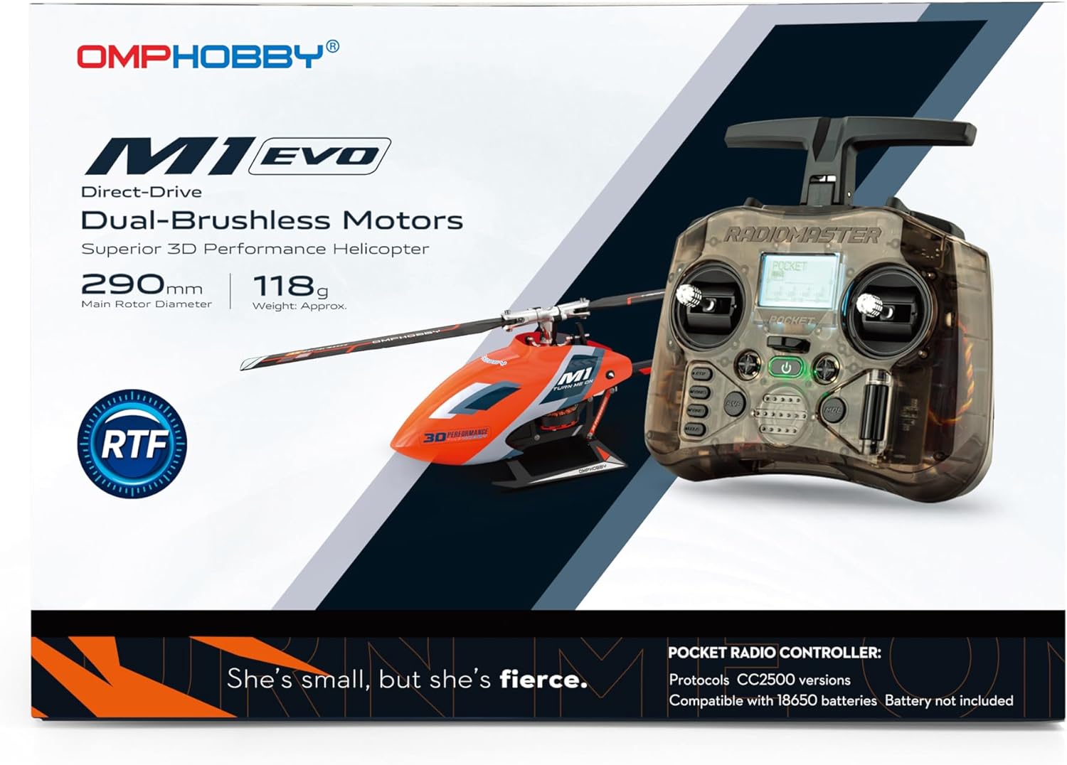 OMPHobby M1 EVO RC Helicopter RTF with Pocket Radio
