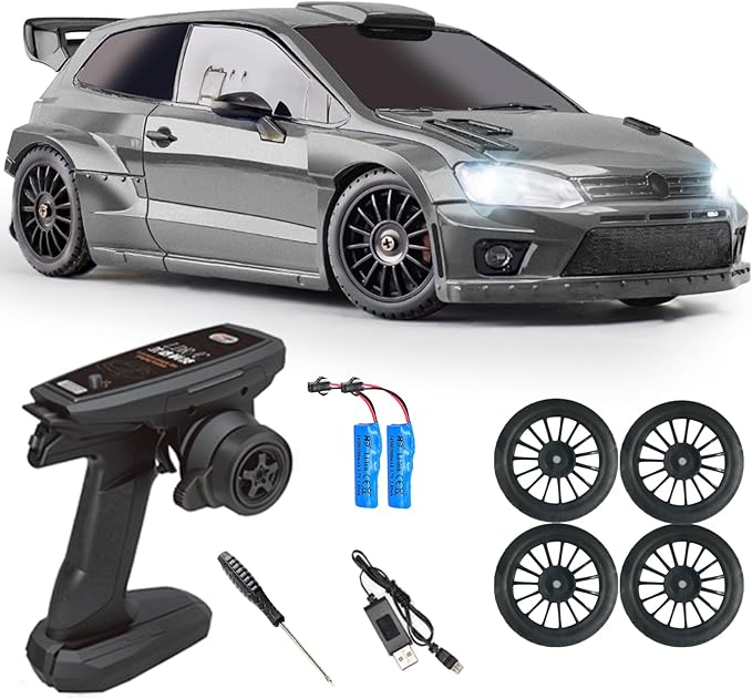 LDRC 2801PRO 1/28 Mini RC Drift Car GTR 2.4GHz 4WD RTR with Gyro and 4PCS Drift Tires Racing Radio Control Cars Gray