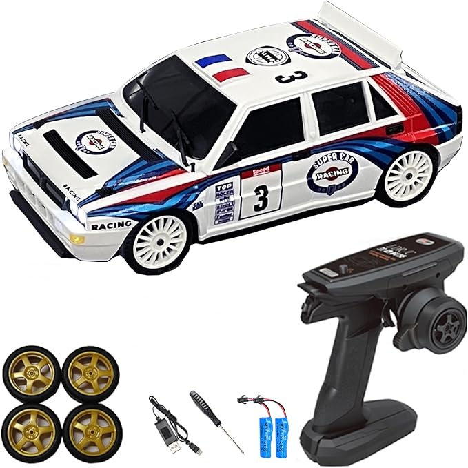 LDRC 2803PRO 1/28 Mini RC Drift Car GTR 2.4GHz 4WD RTR with Gyro and 4PCS Drift Tires Racing Radio Control Cars (White)