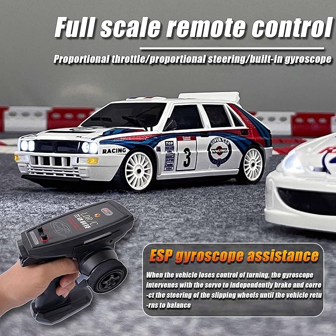 LDRC 2803PRO 1/28 Mini RC Drift Car GTR 2.4GHz 4WD RTR with Gyro and 4PCS Drift Tires Racing Radio Control Cars (White)