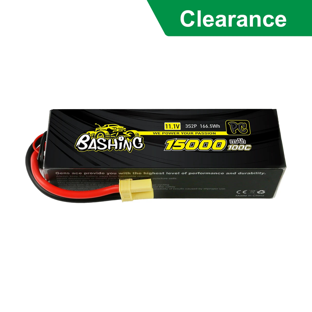 Gens Ace Bashing Pro 11.1V 100C 3S2P 15000mah Lipo Battery Pack With EC5 Plug For Arrma
