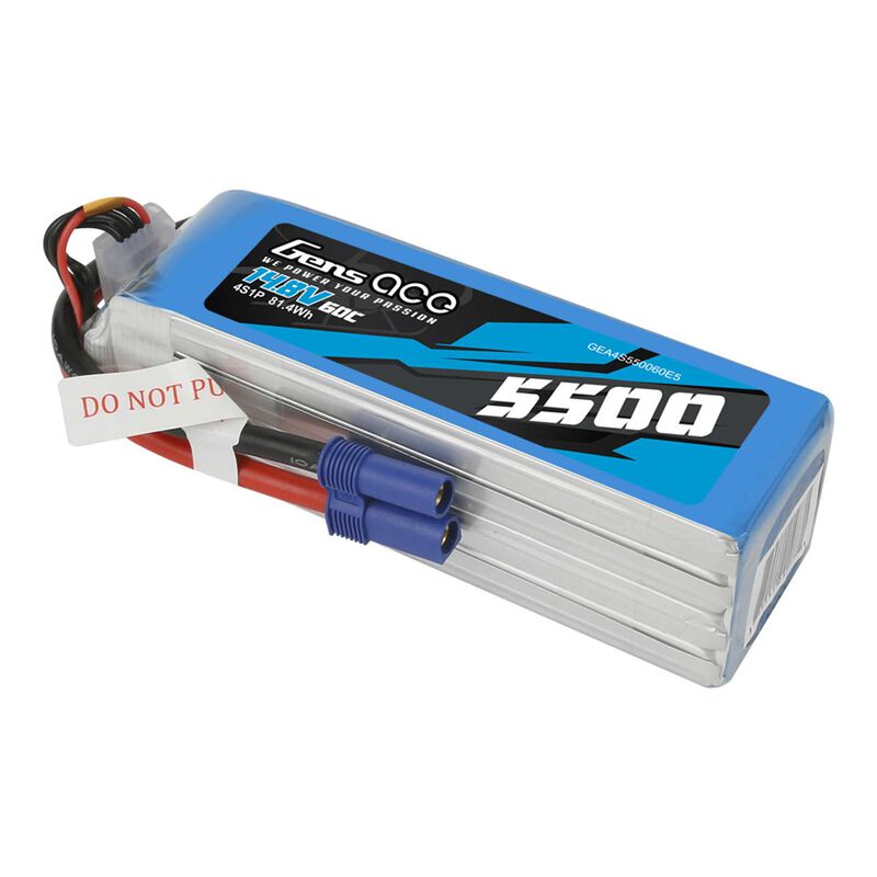 Gens ace 5500mAh 14.8V 60C 4S1P Lipo Battery Pack with EC5 Plug