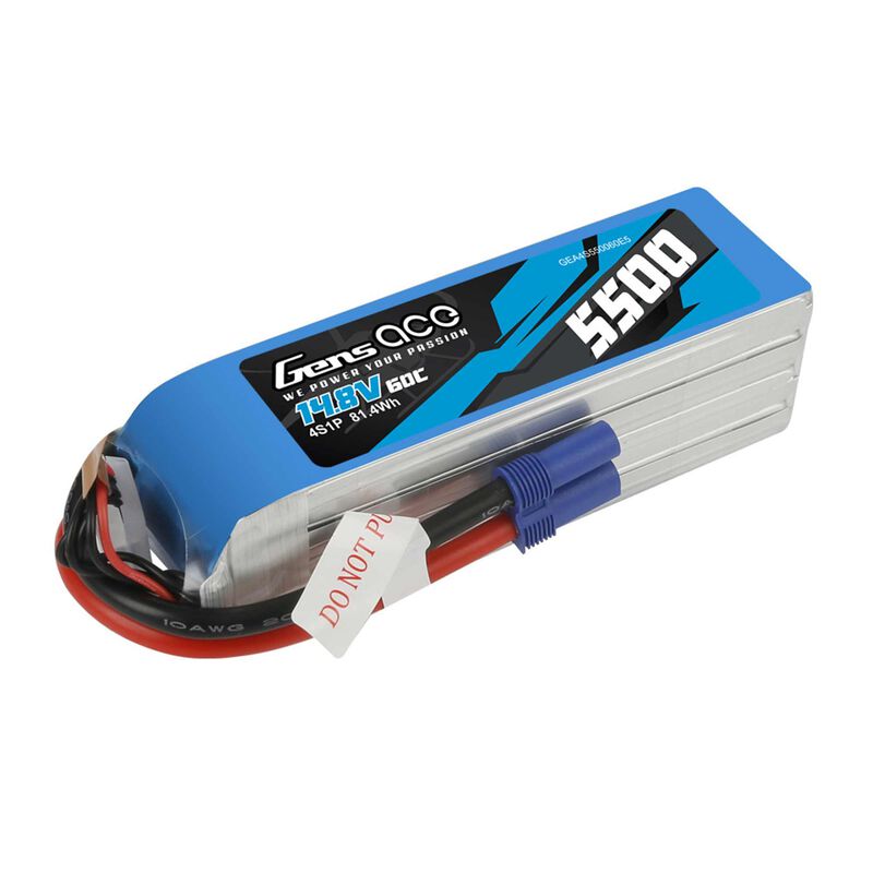 Gens ace 5500mAh 14.8V 60C 4S1P Lipo Battery Pack with EC5 Plug
