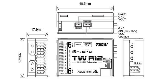 FrSky DUAL 2.4GHz TW R12 Receiver