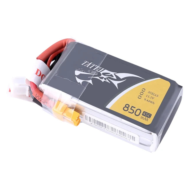 Tattu 850mAh 11.1V 45C 3S1P Lipo Battery Pack with XT30 plug