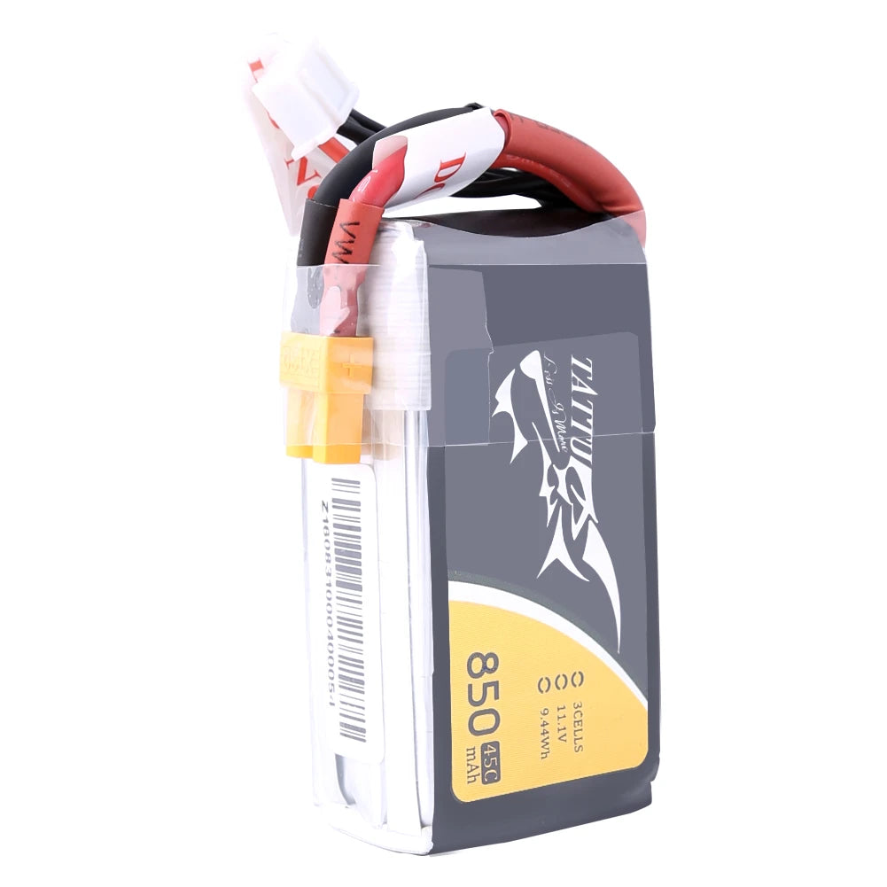 Tattu 850mAh 11.1V 45C 3S1P Lipo Battery Pack with XT30 plug