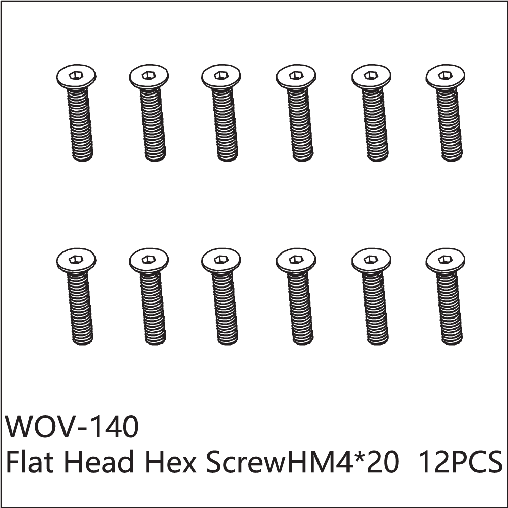 WOV-140 Wov Racing Counter Sunk Hex Screw Set M4x20mm