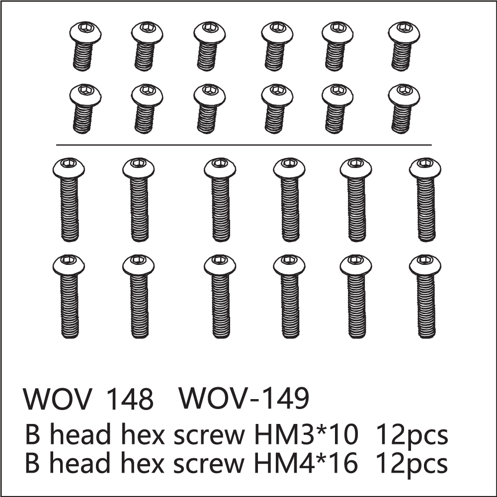 WOV-148 Wov Racing Button Head Hex Screw M3x10