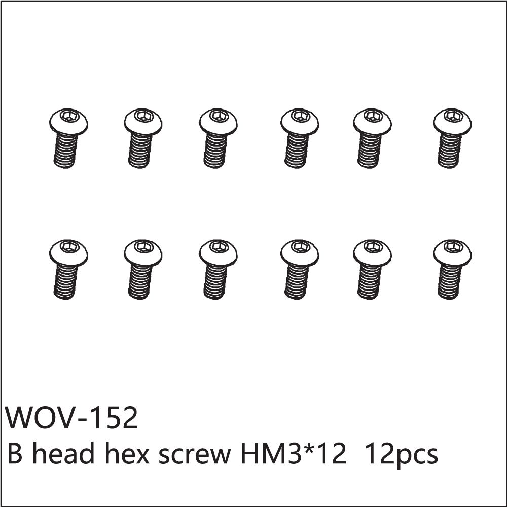 WOV-152 Wov Racing Button Head Hex Screw M3x12
