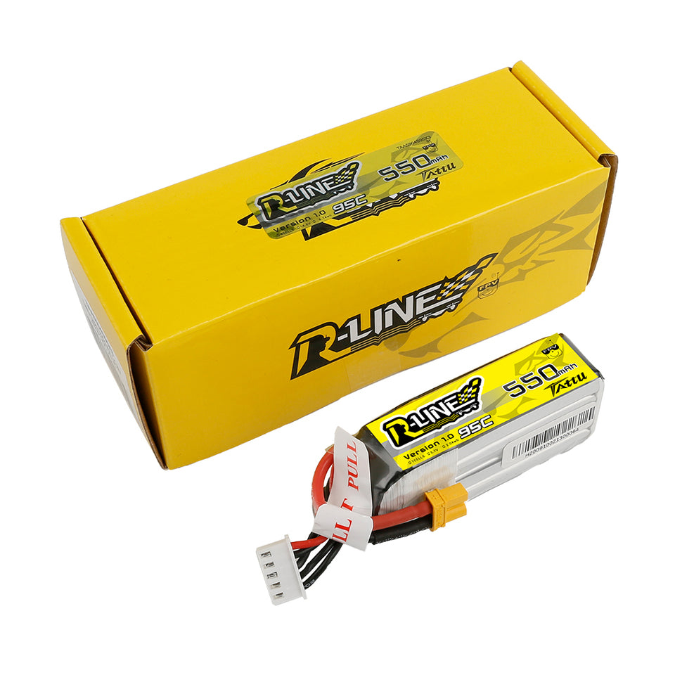 Tattu R-Line 550mAh 14.8V 95C 4S1P Lipo Battery Pack With XT30 Plug