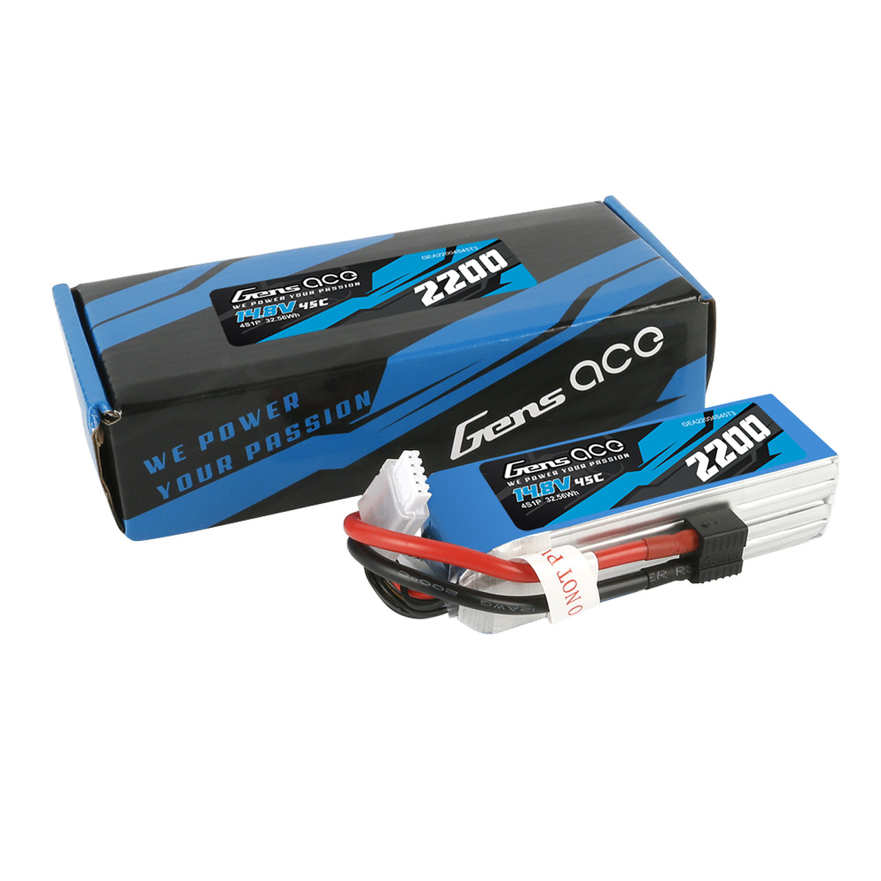 Gens Ace 2200mAh 45C 14.8V 4S1P Lipo Battery Pack With EC3 And Deans Adapter