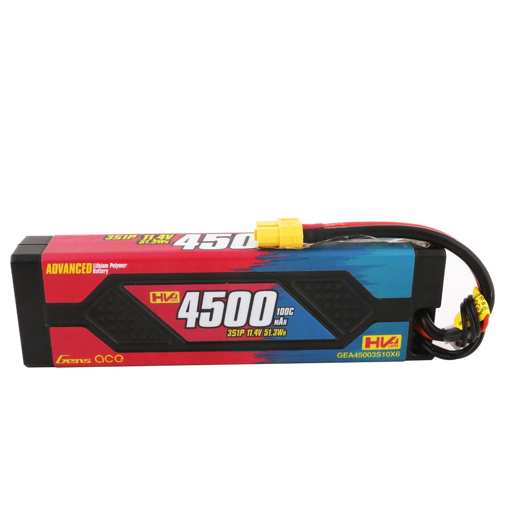Gens Ace Advanced 4500mAh 11.4V 100C 3S1P HardCase Lipo Battery Pack With XT60 Plug
