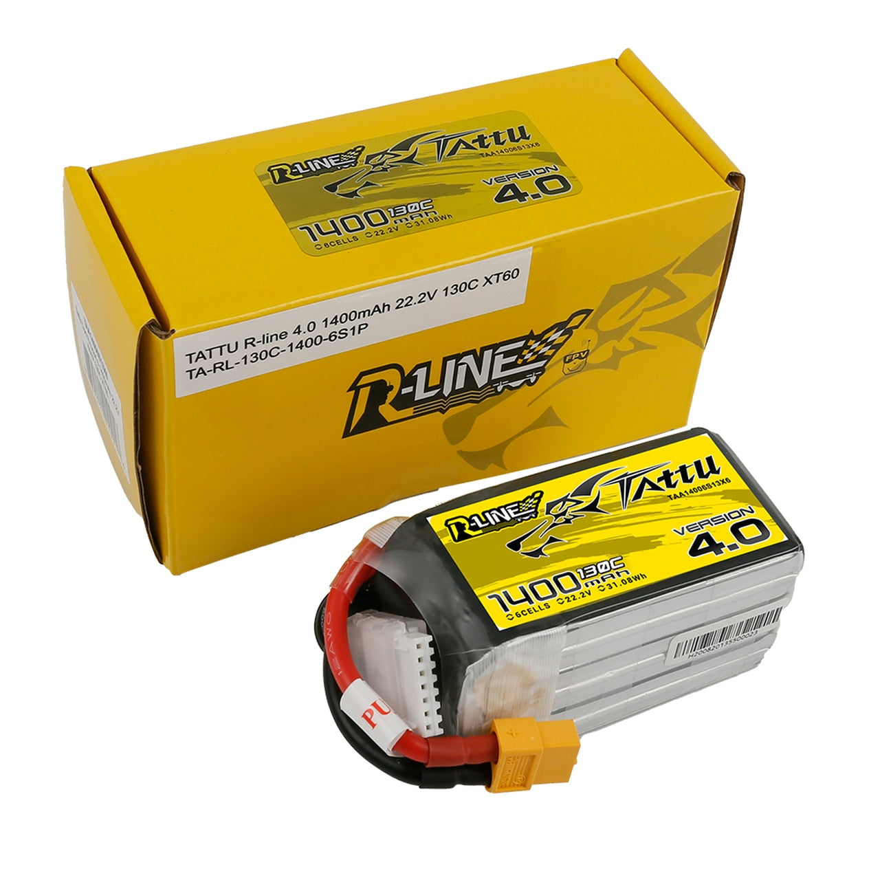 Tattu R-Line Version 4.0 1400mAh 22.2V 130C 6S1P Lipo Battery Pack With XT60 Plug