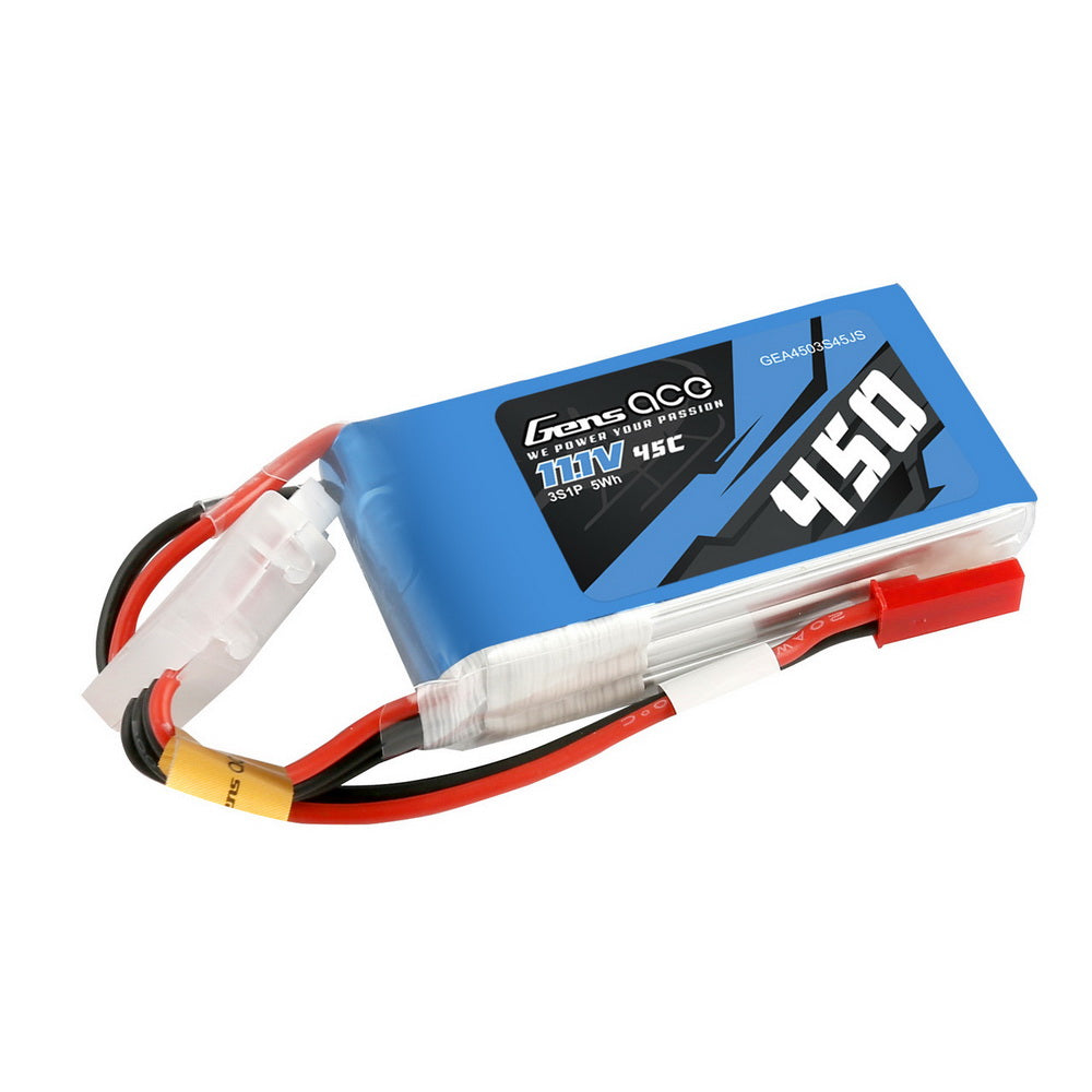 Gens Ace 450mAh 11.1V 45C 3S1P Lipo Battery Pack With JST-SYP Plug
