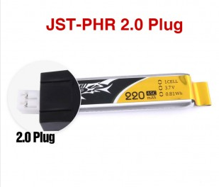 Tattu 220mAh 3.7V 45C 1S1P Lipo Battery Pack with JST-PHR 2.0 plug 5pcs