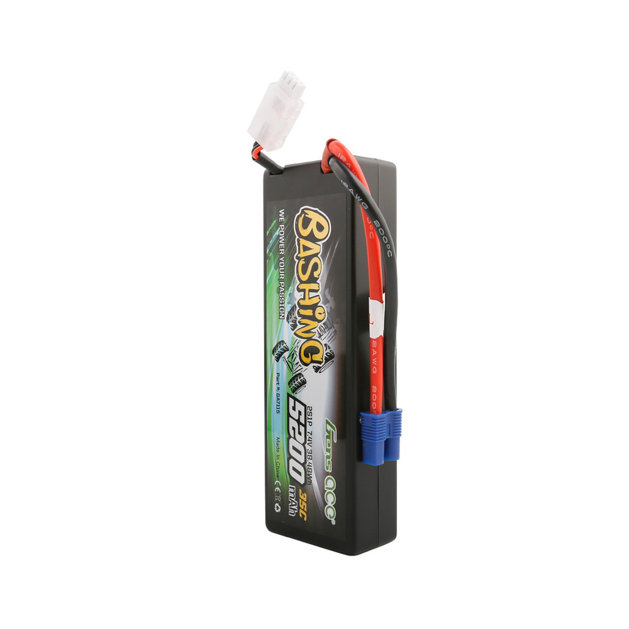 Gens Ace Bashing Series 5200mAh 7.4V 2S1P 35C Car Lipo Battery Pack Hardcase 24# With EC3 Plug