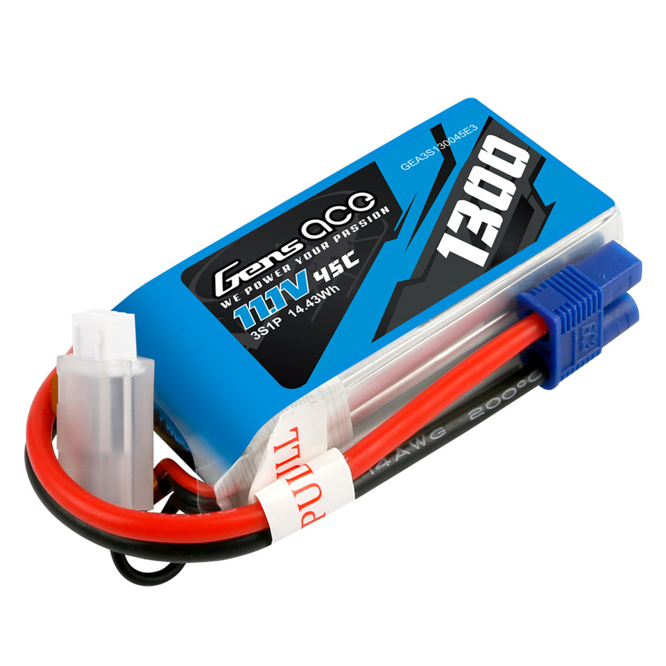Gens ace 1300mAh 11.1V 3S1P Lipo Battery Pack with Deans Plug - Buddy RC