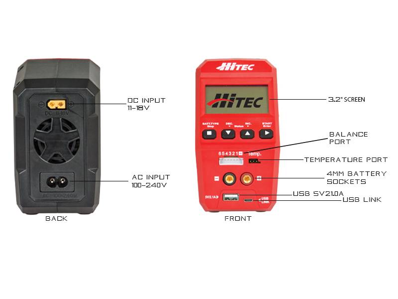 Hitec RDX1 AC/DC 60W 6A 6S Battery Charger/Discharger