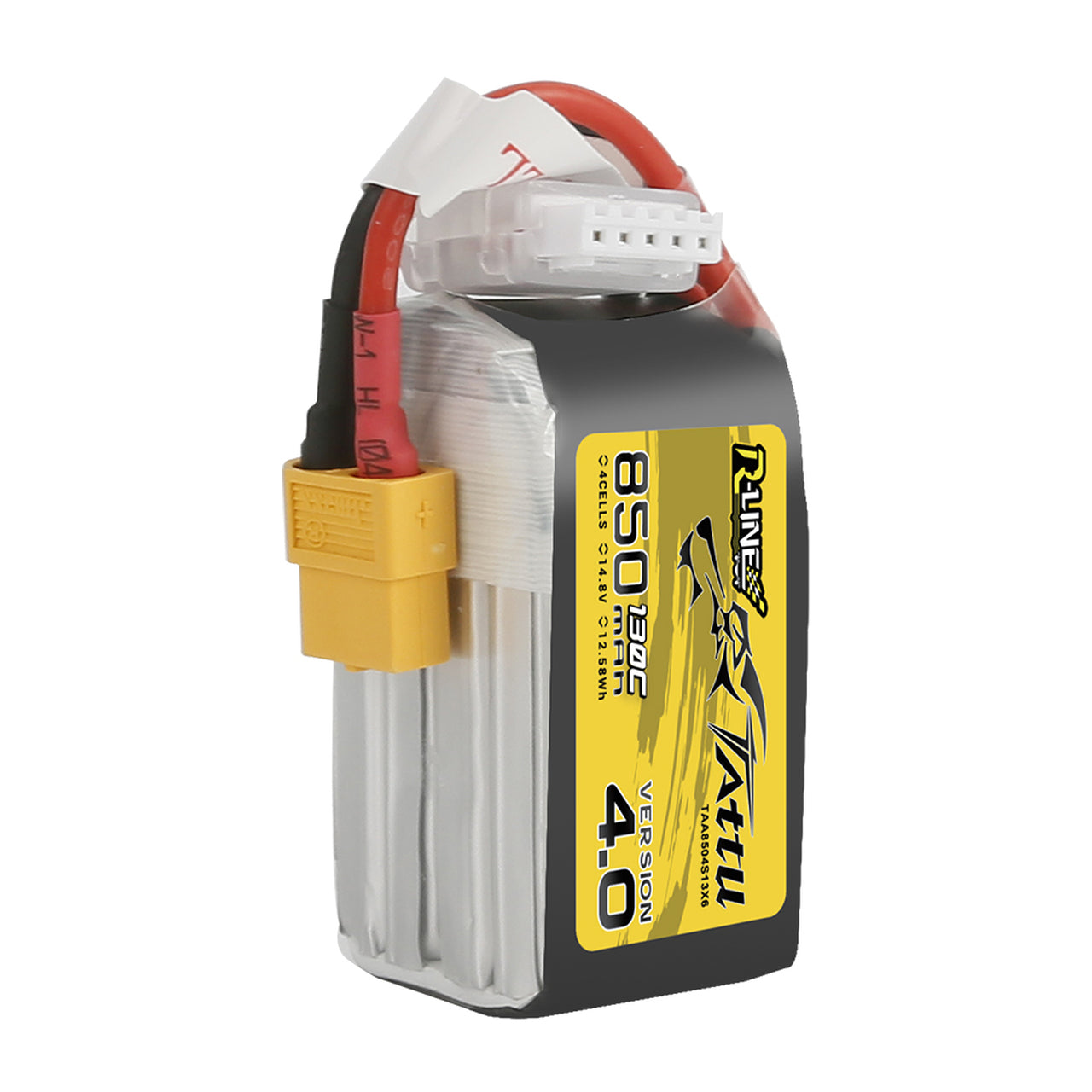 Tattu R-Line Version 4.0 850mAh 14.8V 130C 4S1P Lipo Battery Pack With XT60 Plug