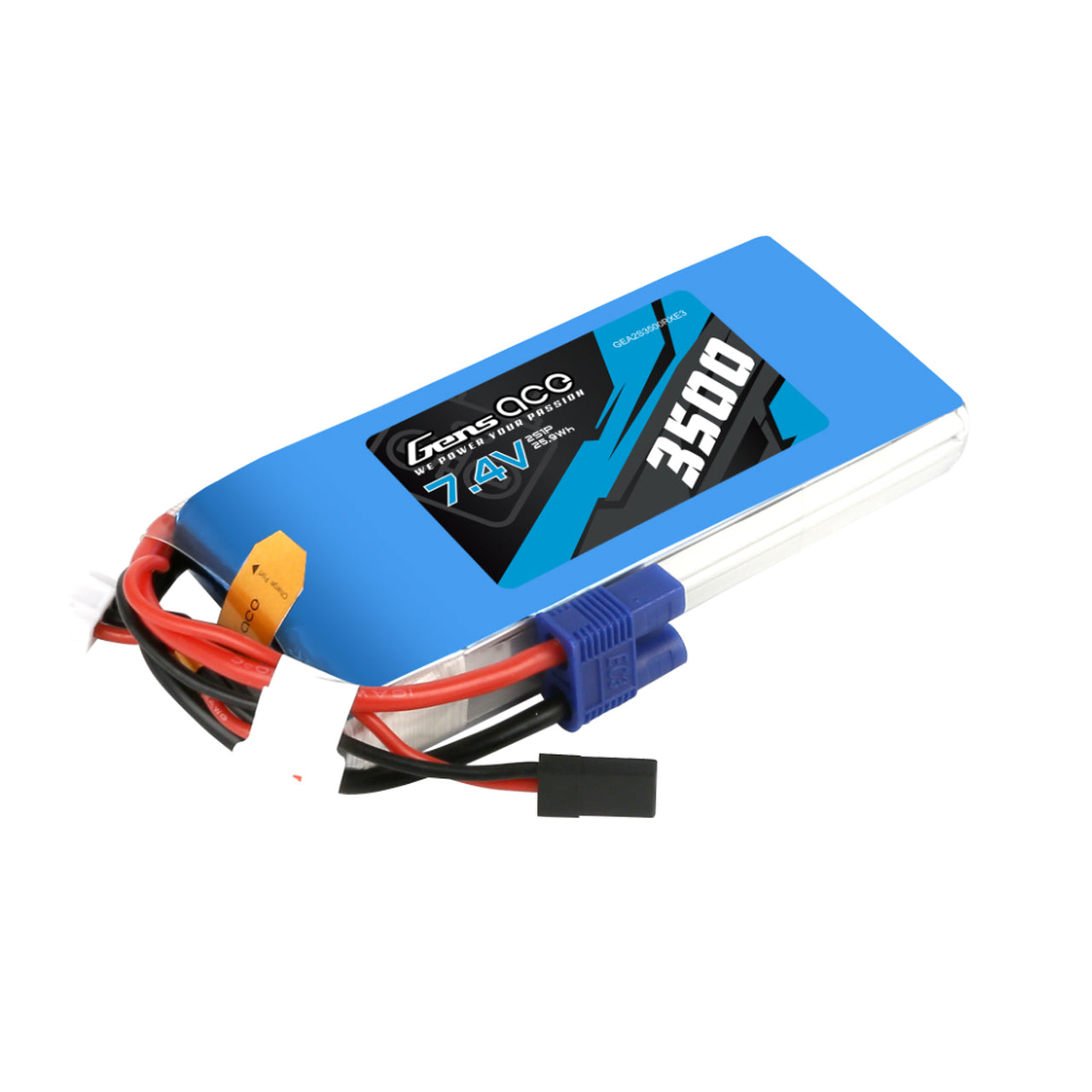 Gens Ace 3500mAh 7.4V 2S1P RX Lipo Battery Pack With JR And EC3 Plug