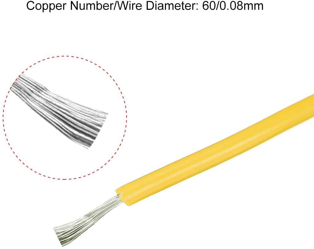 22 AWG Bulk Roll Silicone Wire Priced for Per Foot - Yellow