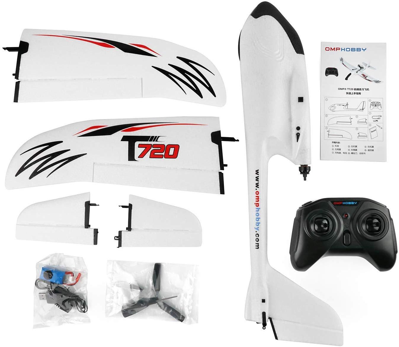 OMPHOBBY T720 RC Plane RTF 6-Axis Gyro Stabilizer RC Airplane With Normal Flight Mode One-button Start Aerobatic Flight Mode Beginners RC Planes - Ohio Model Planes