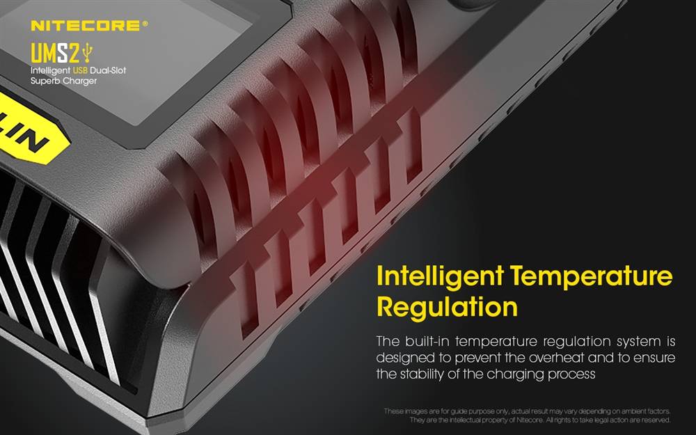 Nitecore UMS2 Dual-Slot USB Fast Charger for 18650 21700 batteries