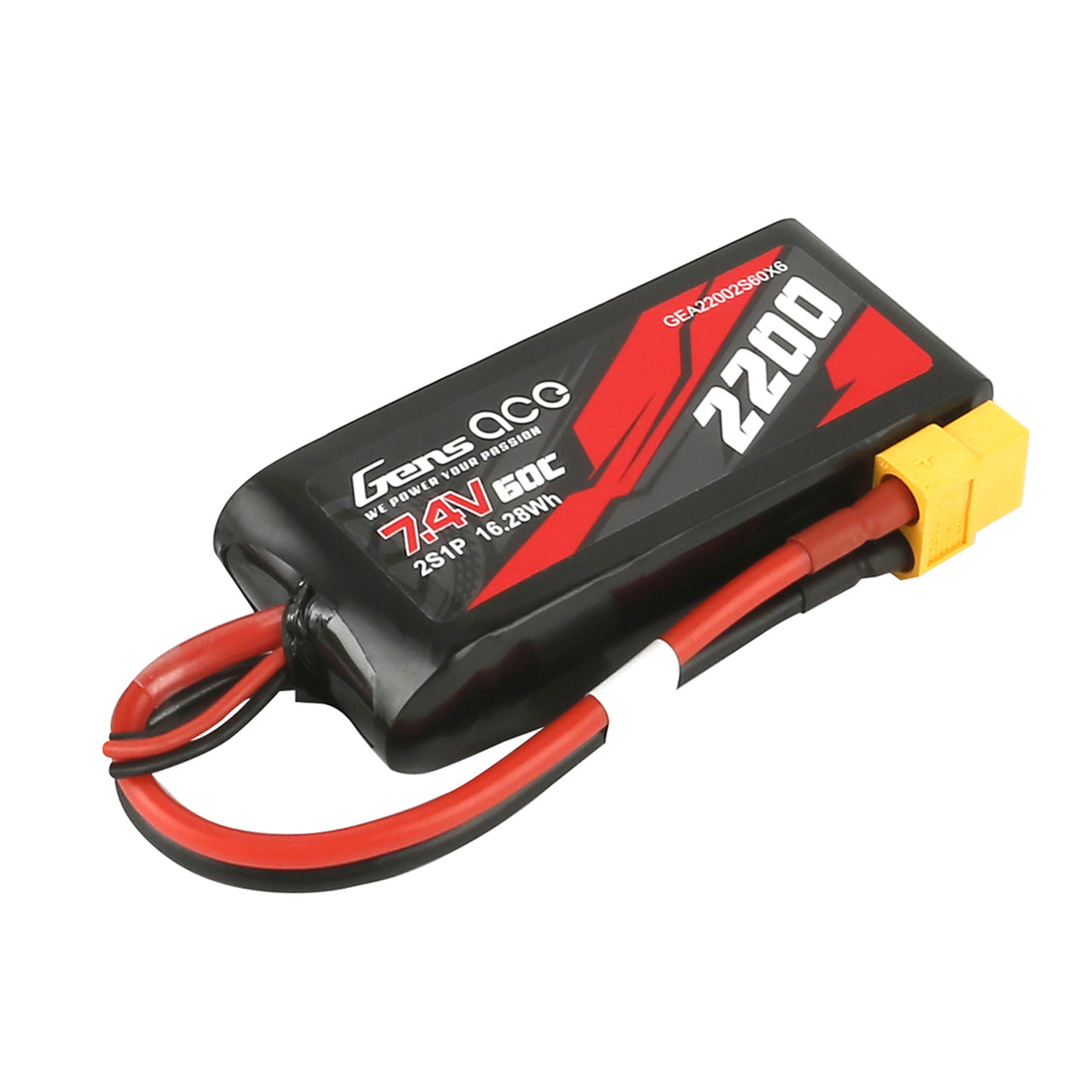 Gens Ace 60C 2S1P 7.4 V 2200mah Lipo Battery Pack With XT60 Plug
