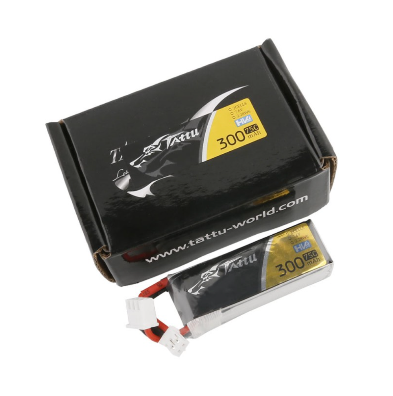 Tattu 300mAh 7.6V 75C 2S1P Lipo Battery Pack with JST-PHR Plug